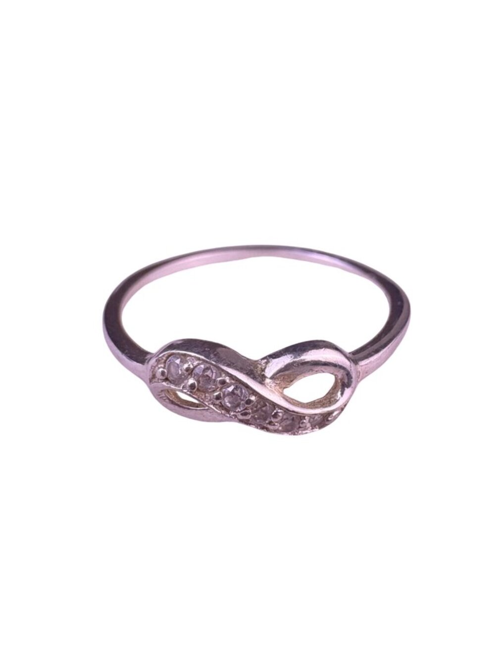 Silver Tone Womens 925 Infinity Knot Ring Thailand Engraving Symbolic Style Sz 7